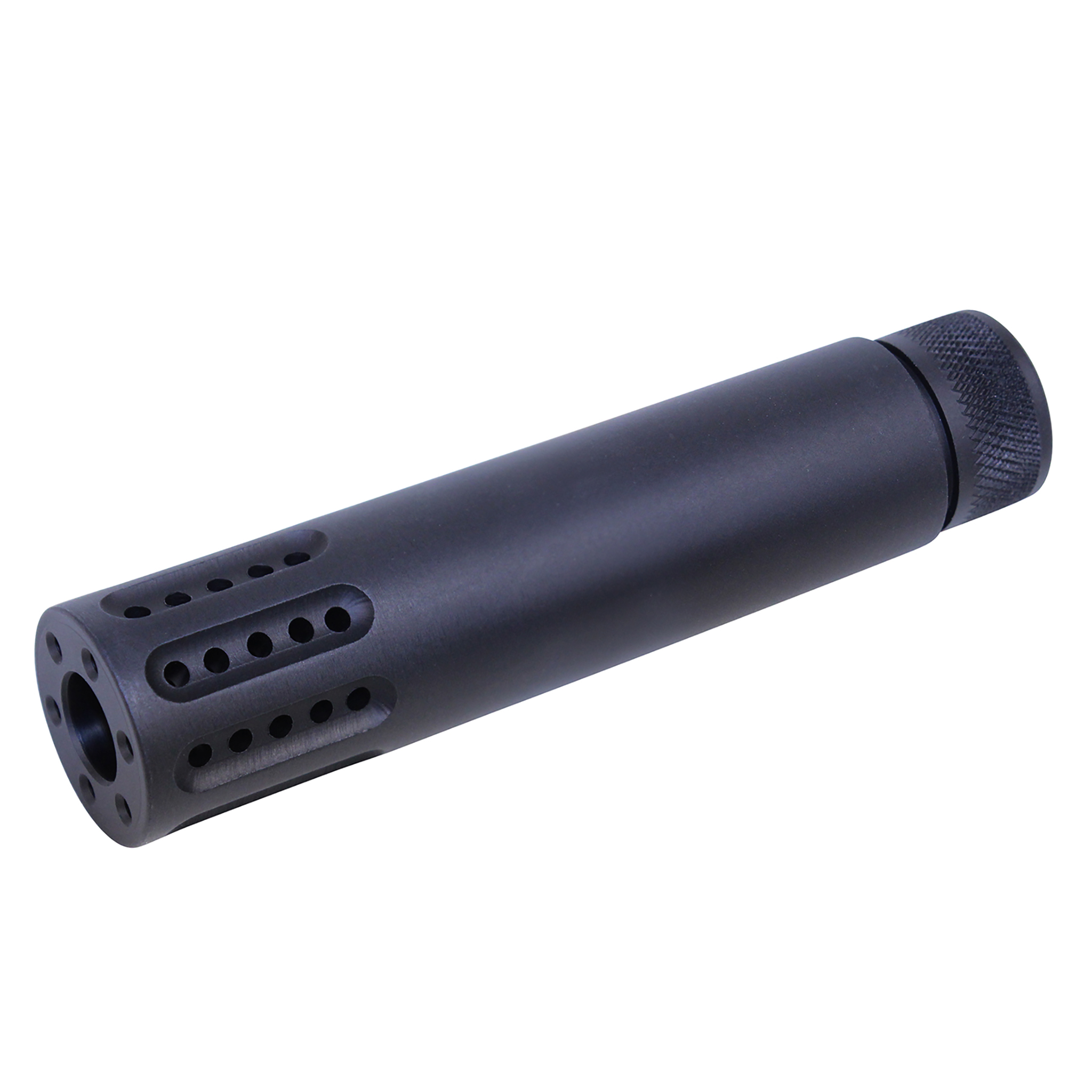 12326-MB-P-Black_tt AR-15 Cal Slip Over Barrel Shroud With Multi Port Muzzle Brake (Anodized Black) - Image 1