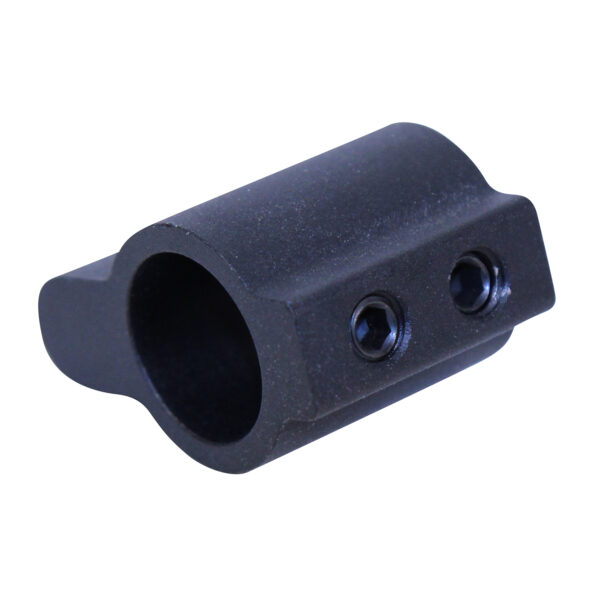 Black cylindrical firearm accessory with screw holes, hollow interior, and matte finish.