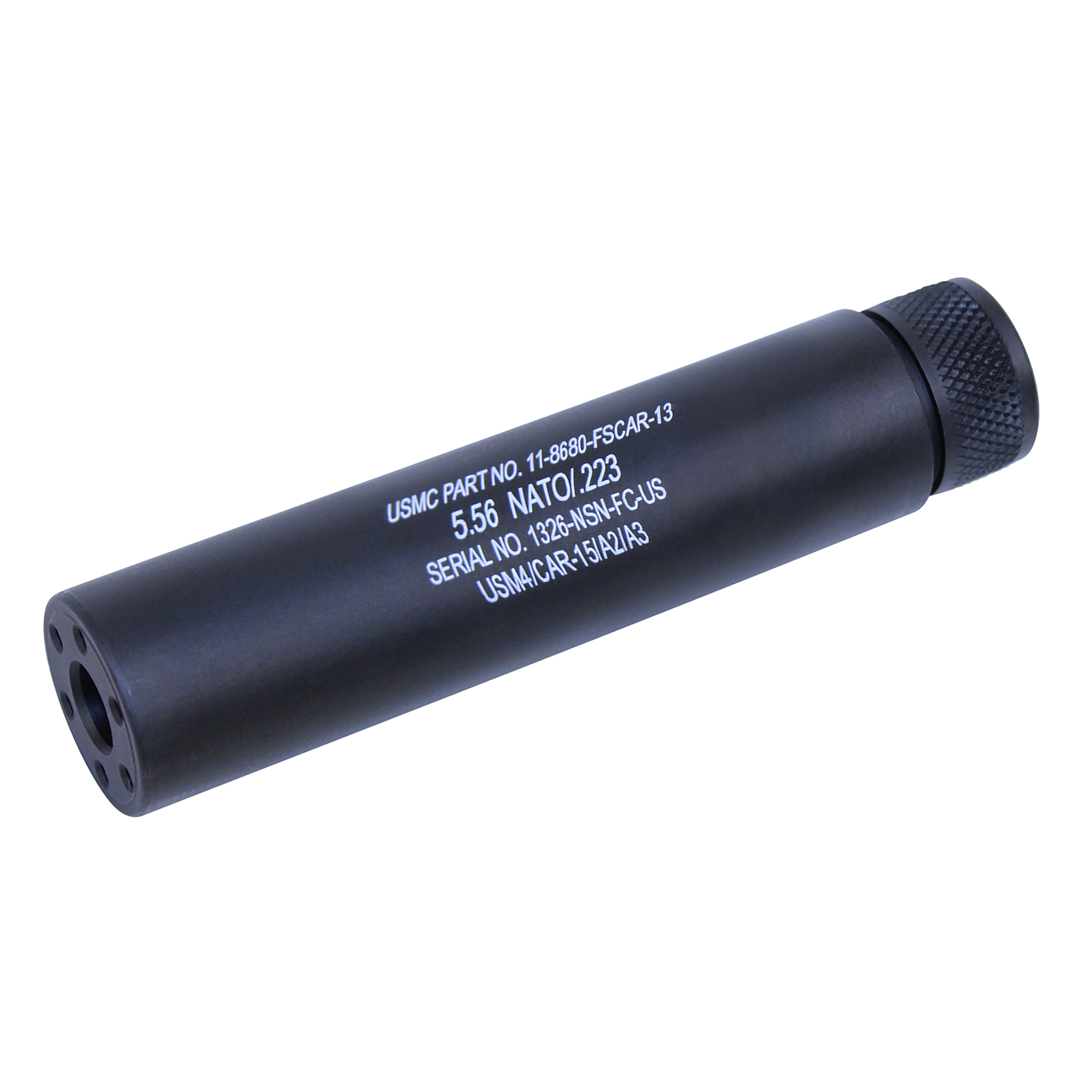 matte-black-fake-suppressor-556-nato AR-15 5.5'' Fake Suppressor (Anodized Black) (Laser Engraved) - Image 1