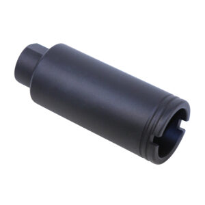 Tactical matte black muzzle device, suppressor, or flash hider for firearms.