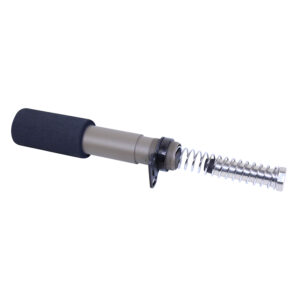 Spring-loaded screwdriver tool with metal shaft and grip for precision work.