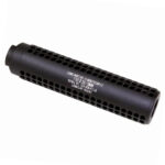 Suppressor with circular perforations for heat dissipation and tactical use.