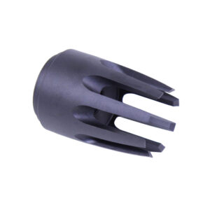 AR-CLAW-308 black tactical muzzle device with sharp prongs for enhanced firearm handling.