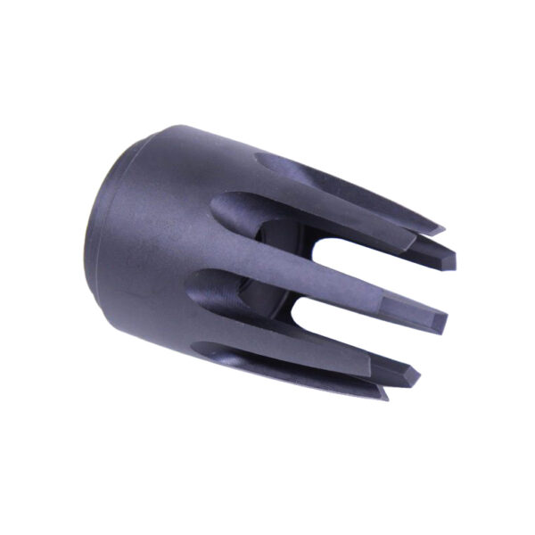 AR-CLAW-308 black tactical muzzle device with sharp prongs for enhanced firearm handling.