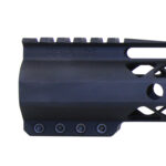 Tactical handguard rail with Picatinny top, honeycomb sides, and USA engraving.