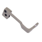 Specialized aluminum lever with ergonomic handle and mounting holes for industrial machinery.