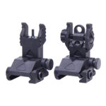 Flip-up tactical rifle sights: durable backup iron sights for precision aiming, easy rail attachment.