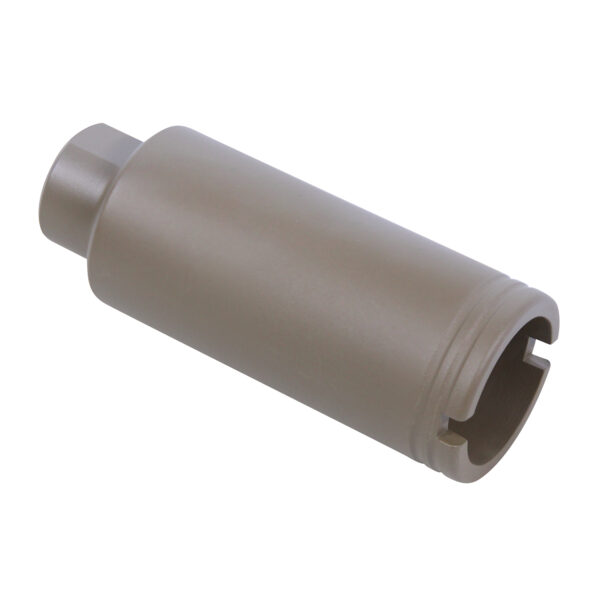 Cylindrical tool component with smooth base, grooved top, and neutral tan color for mechanical applications.