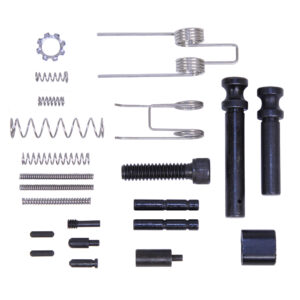 Assorted mechanical components for precision devices, including springs, pins, and guide rods.