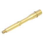 Gold-toned cylindrical barrel with threaded end for mechanical assembly, precision engineered.