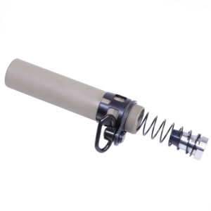 Shock absorber with piston and spring, suitable for automotive or industrial machinery.