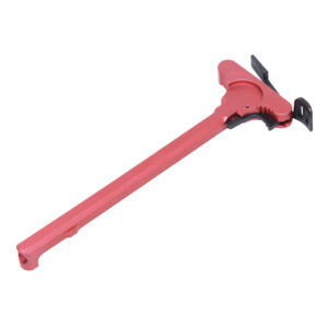 Specialized coral-pink hammer with a long handle and multipurpose head for precise impacts.
