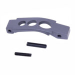 Precision-engineered metal components with circular cutouts and rods for mechanical systems.