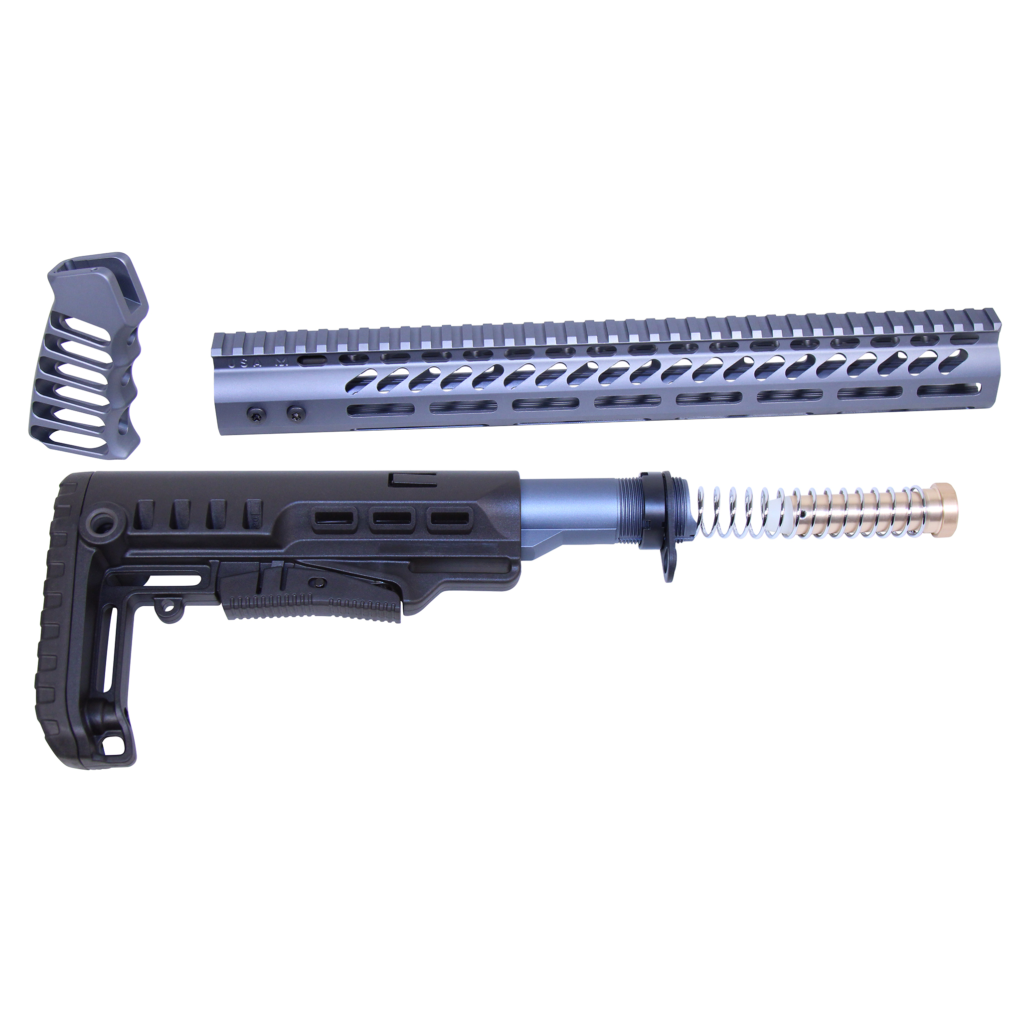 ULTRA-SET-GREY_MCS AR-15 Ultralight Series Complete Furniture Set (Anodized Grey) - Image 1