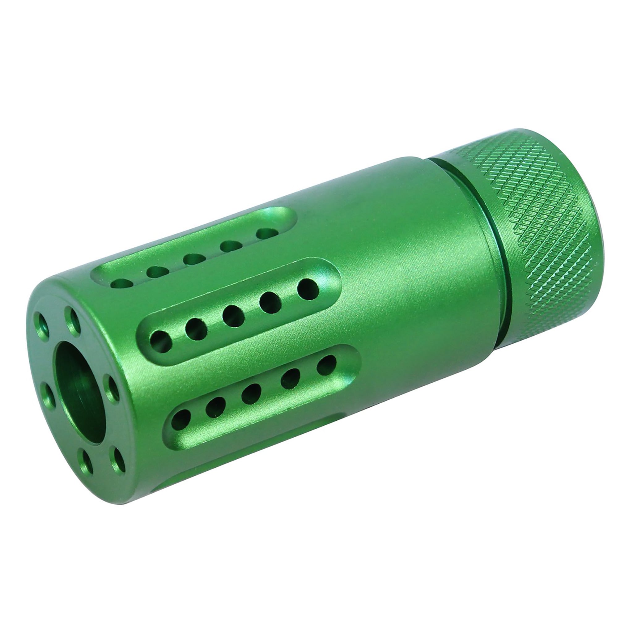 irish-green-ar15-micro-barrel-shroud-muzzle-brake AR-15 Micro Slip Over Barrel Shroud With Multi Port Muzzle Brake (Anodized Irish Green) - Image 1