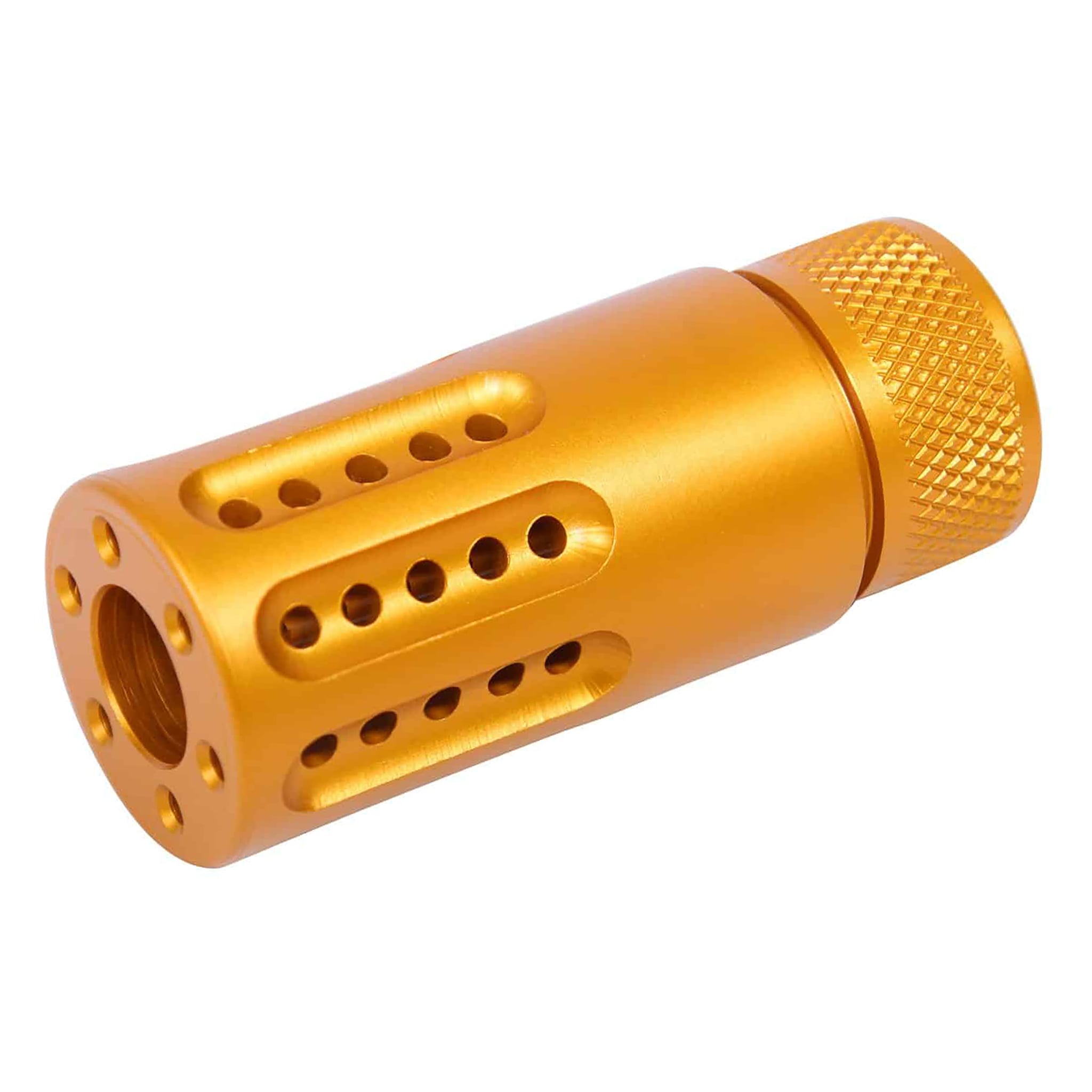 Orange Anodized AR-15 Barrel Shroud Muzzle Brake AR-15 Micro Slip Over Barrel Shroud With Multi Port Muzzle Brake (Anodized Orange)