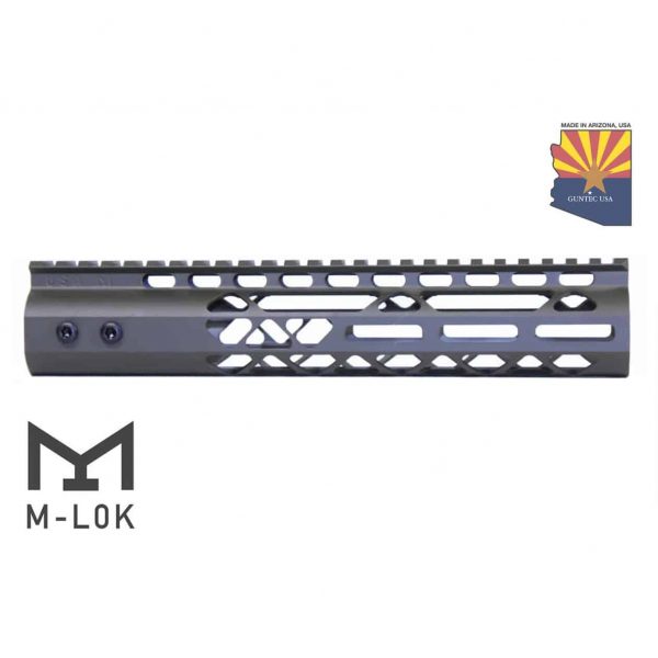 Guntec USA 10-inch OD Green M-LOK Handguard with Monolithic Top Rail.
