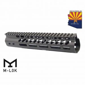 10-inch Guntec M-LOK handguard in OD Green with top rail.