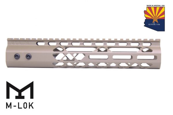 Guntec USA 10-inch FDE M-LOK Aluminum Handguard with Full Picatinny Rail.
