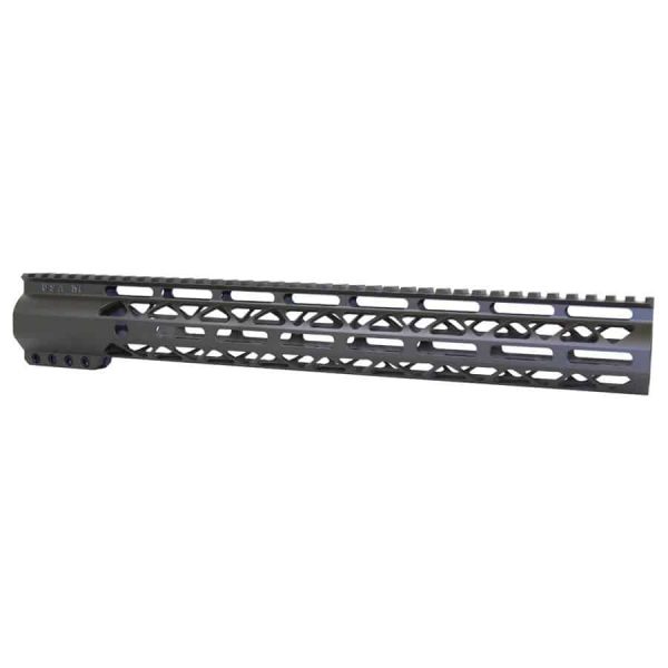 Guntec USA 15-inch OD Green AR M-LOK Handguard with Monolithic Top Rail.