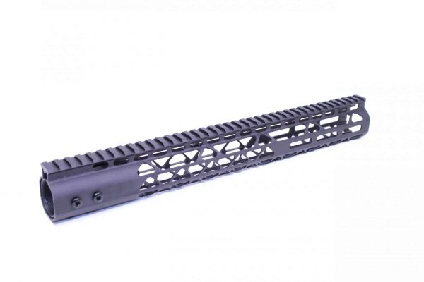 Guntec USA 15-inch black M-LOK free-floating AR rifle handguard with top Picatinny rail.