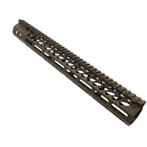 Guntec USA 15 inch OD Green M-LOK Free Floating AR Handguard with Top Rail.