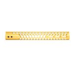 Gold 15-inch Guntec M-LOK Free Floating Handguard with Honeycomb Design.