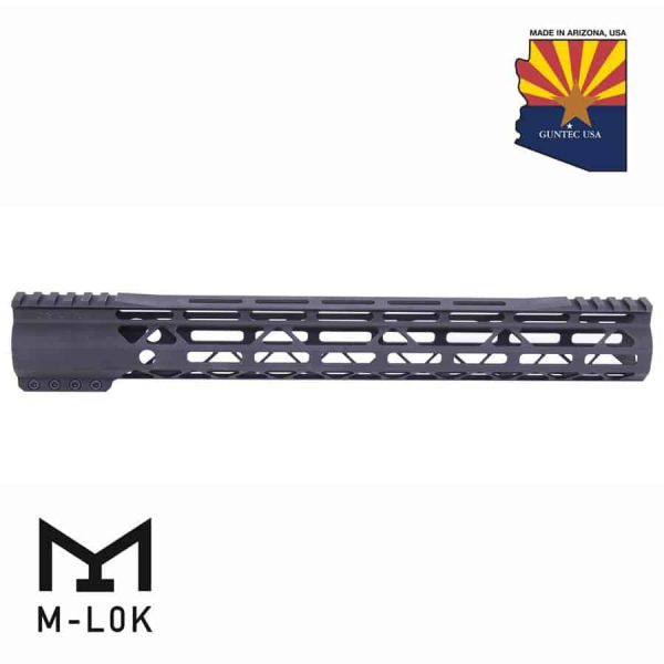 Guntec USA 15-inch M-LOK Free Floating Handguard in Anodized Black.
