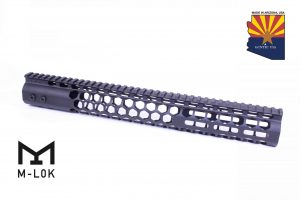 Guntec USA 15-inch Honeycomb M-LOK Handguard in Anodized Black.