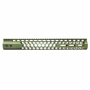 15 Olive Green Honeycomb M-LOK Handguard with Monolithic Top Rail.