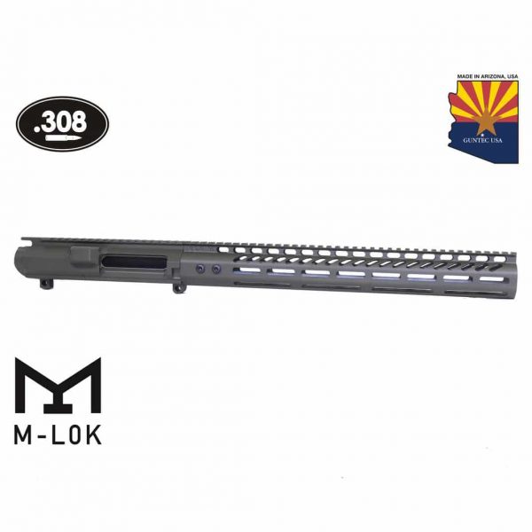 Guntec USA AR .308 billet upper receiver with 15 M-LOK handguard in OD Green.