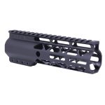 Guntec USA 7-inch M-LOK Handguard with Monolithic Top Rail, Anodized Black.