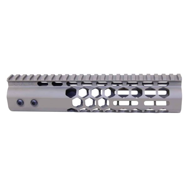 Guntec 9 Honeycomb M-LOK Handguard with Top Rail in Flat Dark Earth.