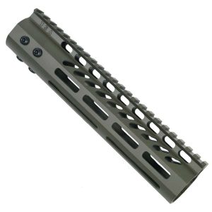 9 Guntec USA Olive Drab M-LOK Free Floating Handguard with Top Rail.