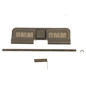 9mm AR-15 dust cover assembly in FDE, includes cover, hinge pin, spring.