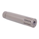 AR-15 slip over barrel shroud with multi-port muzzle brake, 9mm, in flat dark earth.