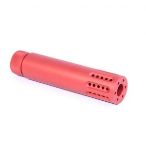 AR-15 Cal Slip Over Barrel Shroud With Multi Port Muzzle Brake (Anodized Red)