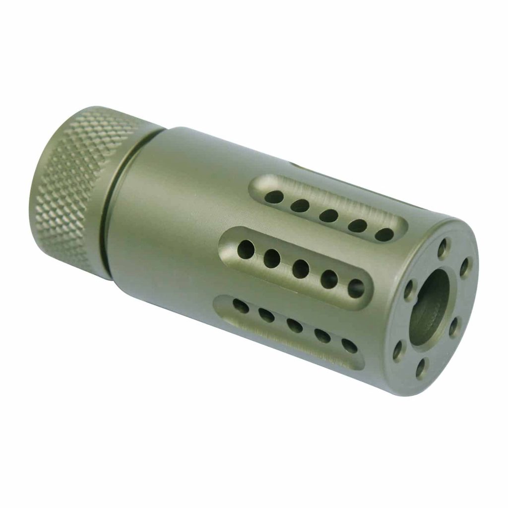 AR-15 Micro Slip Over Barrel Shroud With Multi Port Muzzle Brake (9mm) (Anodized Green)