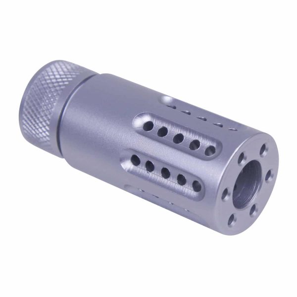 AR-15 Micro Slip Over Barrel Shroud With Multi Port Muzzle Brake (9mm) (Anodized Grey)