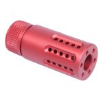 AR-15 Micro Slip Over Barrel Shroud With Multi Port Muzzle Brake (9mm) (Anodized Red)