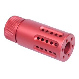 AR-15 Micro Slip Over Barrel Shroud With Multi Port Muzzle Brake (9mm) (Anodized Red)