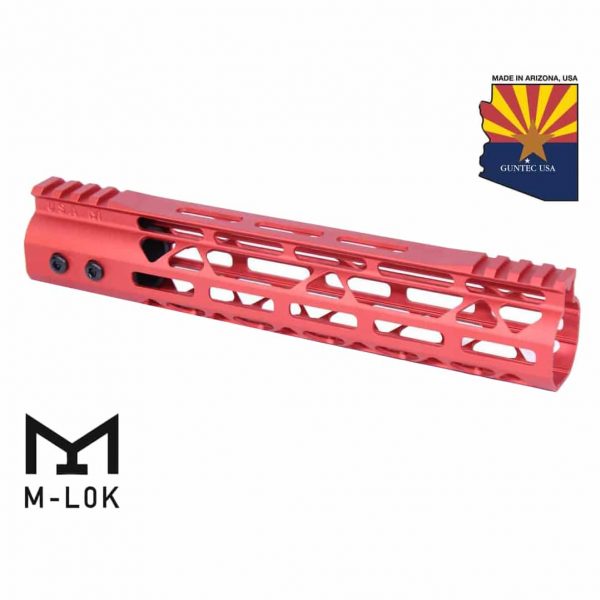 10" Mod Lite Skeletonized Series M-LOK Free Floating Handguard With Monolithic Top Rail (Anodized Red)