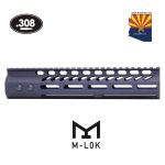 10" Ultra Lightweight Thin M-LOK System Free Floating Handguard With Monolithic Top Rail (.308 Cal) (Anodized Black)