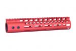 10" Ultra Lightweight Thin M-LOK System Free Floating Handguard With Monolithic Top Rail (Anodized Red)