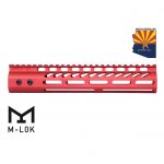 10" Ultra Lightweight Thin M-LOK System Free Floating Handguard With Monolithic Top Rail (Anodized Red)
