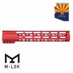 12" AIR-LOK Series M-LOK Compression Free Floating Handguard With Monolithic Top Rail (Anodized Red)
