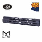 12" Mod Lite Skeletonized Series M-LOK Free Floating Handguard With Monolithic Top Rail (.308 Cal) (Anodized Black)
