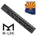 12" Ultra Lightweight Thin M-LOK System Free Floating Handguard With Monolithic Top Rail (Anodized Black)