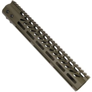 12" Ultra Lightweight Thin M-LOK System Free Floating Handguard With Monolithic Top Rail (OD Green)