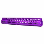 12" Ultra Lightweight Thin M-LOK System Free Floating Handguard With Monolithic Top Rail (Anodized Purple)